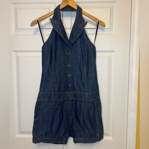 AKIRA Red Label Denim Halter Romper Size L